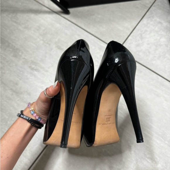 Brian Atwood Art. Maniac Vernice Nero 120mm Platform Pump size 8 - Picture 3 of 6